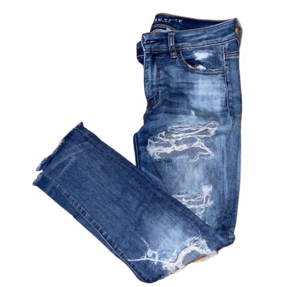 American Eagle Outfitters Denim - AMERICAN EAGLE - Super Stretch Ripped Jeggings (crop)